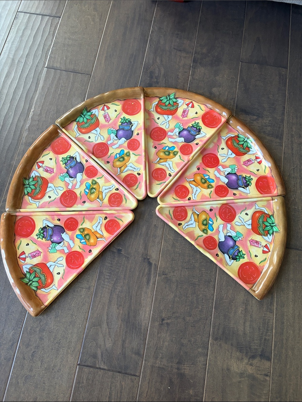 Vintage 1990s Deborah Mallow Pizza Plates set of 6